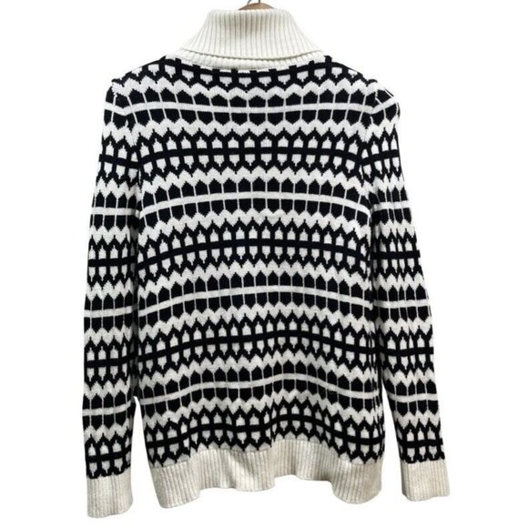 TALBOTS Womens Petite S Classic Geometric Button Neck Pullover Sweater Black - Picture 4 of 10